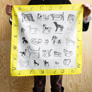 ABC DOGS SCARF, WHITE/YELLOW